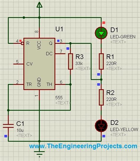 Led Flashing Project With 555 Timer In Proteus The Engineering Projects
