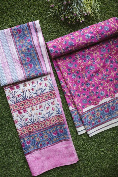 Designer fabric from tula pink and alison glass, etc, notions, patterns and japanese import fabrics. Buy Pink Blue Fabric with Mulmul Dupatta Online ...