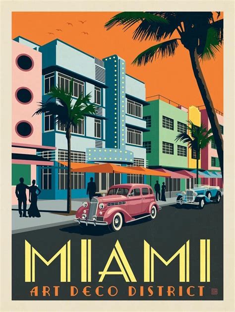 Miami Florida Miami Art Deco Art Deco Posters Poster Art