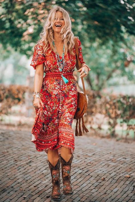 Red Dress Bohemian Style Look Hippie Chic Estilo Hippie Chic Estilo Boho Hippie Style Gypsy