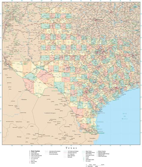 Texas Map In Adobe Illustrator Vector Format Detailed