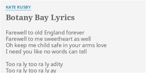 BOTANY BAY LYRICS By KATE RUSBY Farewell To Old England