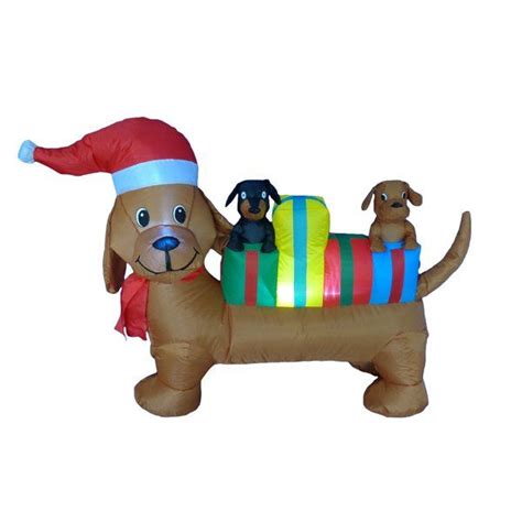 4 Foot Long Christmas Dog Decoration Christmas Dog Decor Inflatable