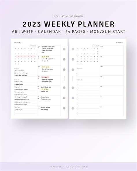 Planner Pdf Pocket Planner Weekly Planner Printable Planner Layout