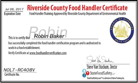 Foodhandlerclasses.com offers an easy and elegant way to obtain your ansi accredited food handler training certificate at minimal cost and effort to the student. Riverside County Food Handler Certificate :: Robin Baker :: Temecula Placenta Encapsulation - Yelp