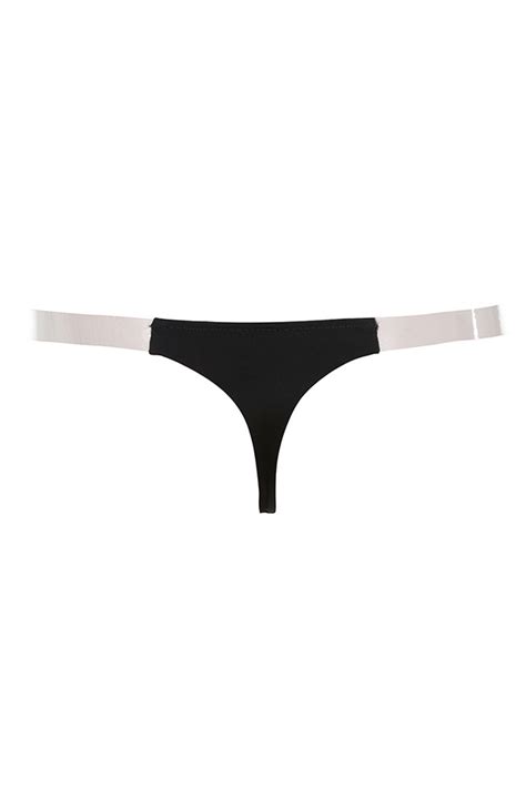 Intimates Black Clear Side Strap Solution Thong