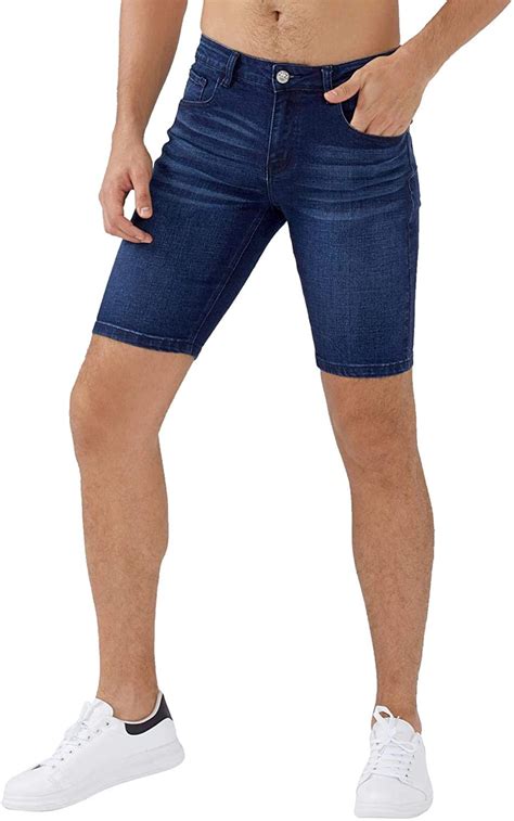 Zlz Slim Ripped Jean Short For Men Mens Casual Stretch Slim Fit Denim