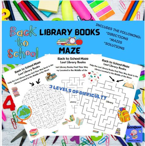 Back To School Maze Help The Library Books Get Returned To Etsy