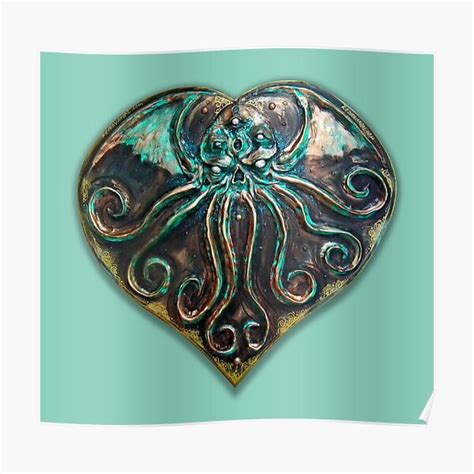 Cthulhu Love Heart Obey Cthulhu Effigy Poster By Retrovandal Redbubble