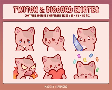 Cat Emote Pack For Twitch Discord Youtube High Quality Emotes Pack