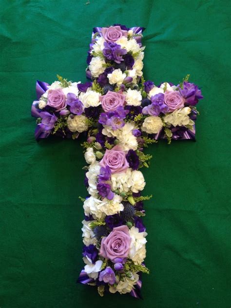 2ft Lilac And Purple Cross Funeral Flowers Funeral Flower
