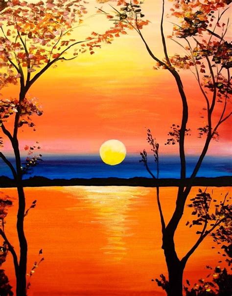 Vivid Sunset Beginner Painting Landscape Paintings Art Painting Acrylic