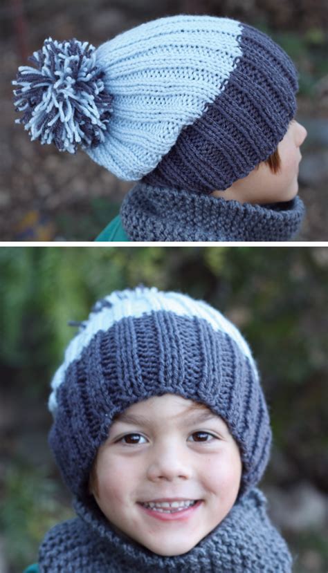 Free Pattern Simple Ribbed Knit Hat Beanie Knitting Patterns Free