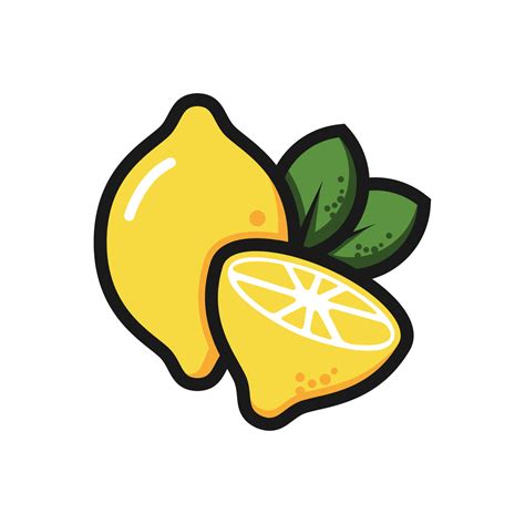 Cartoon Lemon Art Vector Fresh Lemon Fruits On Summer Season Summer