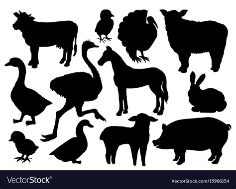 Farm Animals Livestock Silhouettes Royalty Free Vector Image
