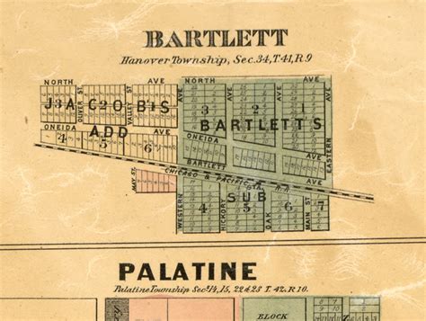 Bartlett Cook Co Illinois 1886 Old Town Map Custom Print Cook Co