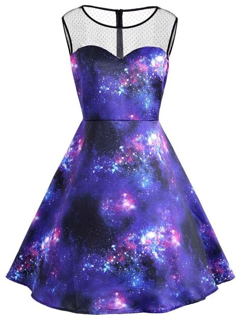 Plus Size Galaxy Print Rmel Vintage Kleid Dress Rmel Dress