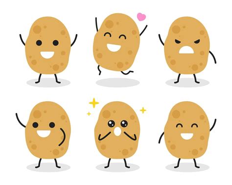 Collection Of Cute Potato Character In Various Poses 1338479 Vector Art