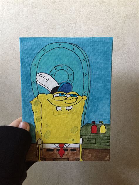 Funny Spongebob Meme Painting Painting Acrylic