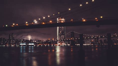 Download 5120x2880 Wallpaper Brooklyn Bridge Night City New York