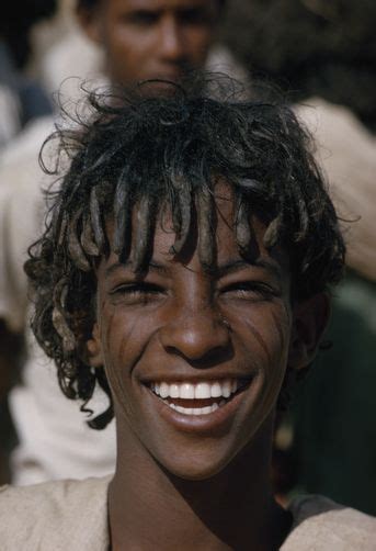 Africa A Nomadic Beni Amer Boy Wears His Hair In Traditional Mud