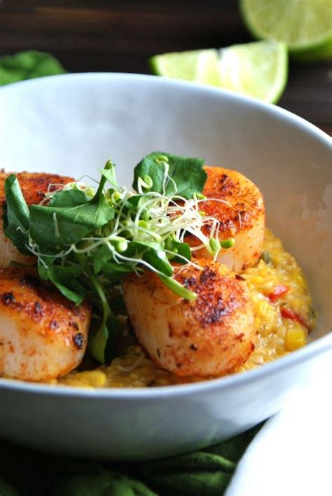 How to cook true corn grits for a gang. Blackened Sea Scallops with Sweet Corn Jalepeno Grits ...