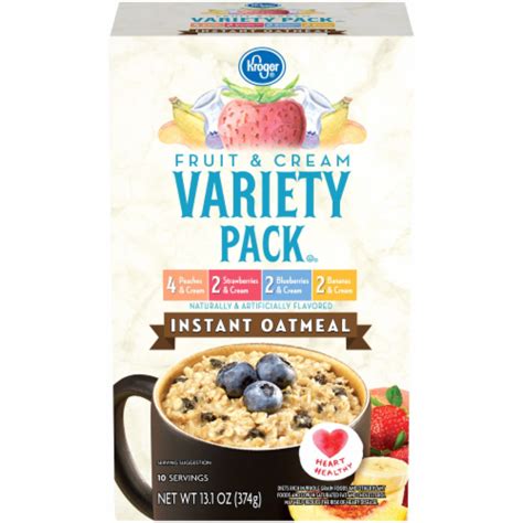 Kroger Fruit And Cream Instant Oatmeal Packets Variety Pack 10 Ct 131