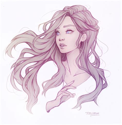 Pink Phase Sketches Long Hair Drawing Art Drawings Beautiful