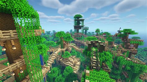Huha Jungle Treetop Jungle Village With More Than 50 Houses Minecraft Map