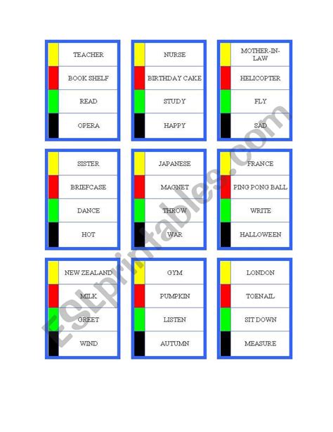 Best Printable Pictionary Cards Alma Website