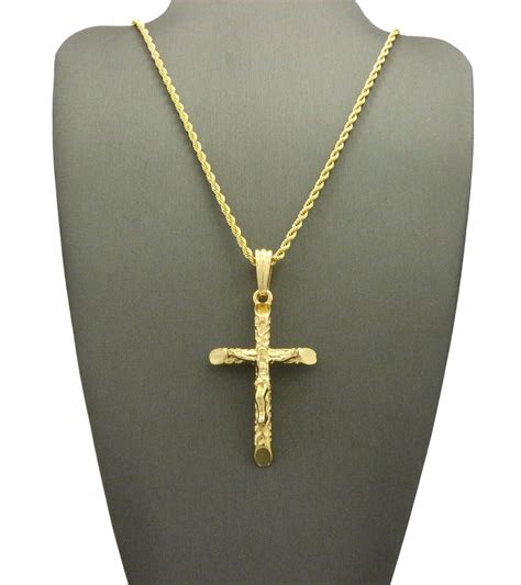 Crucifix Jesus On Rugged Cross Pendant With Chain Necklace 3mm 18