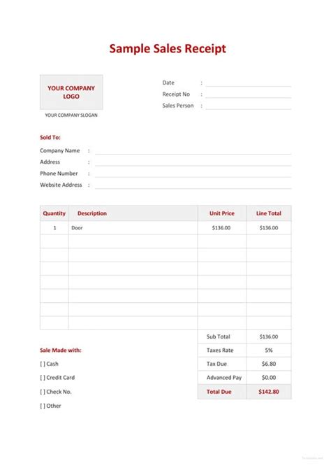 Sales Receipt Template 9 Free Pdf Word Documemts Download Free