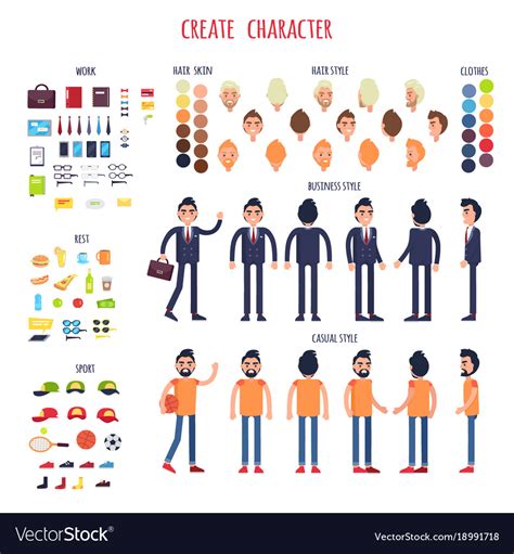 Man Character Generator Flat Royalty Free Vector Image