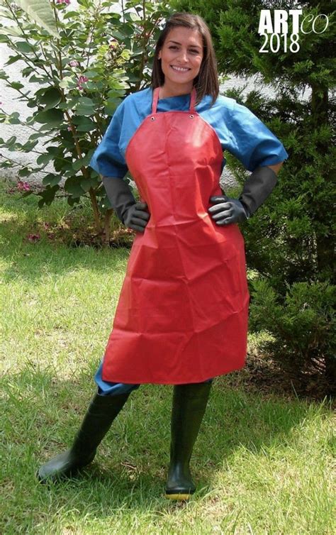 Work In Apron And Rubberboots On The Farm Pvc Apron Long Rubber