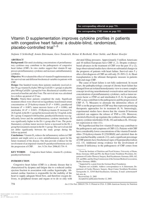 Pdf Vitamin D Supplementation Improves Cytokine Profile In Patients