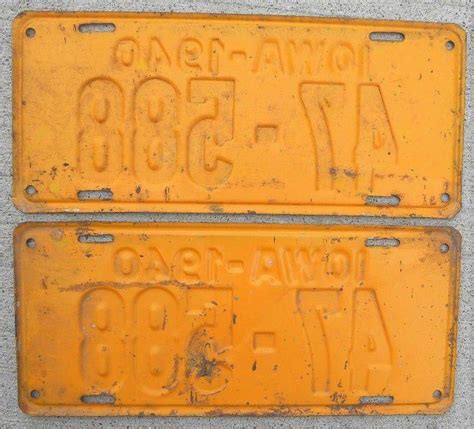 1940 Original Matching Pair Ida County Iowa Ia License Plates 47 588