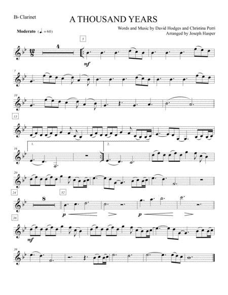 a thousand years clarinet and piano by christina perri digital sheet music for individual