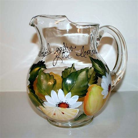 When Life Hands You Lemons Pitcher Painting Glassware Glass Decor