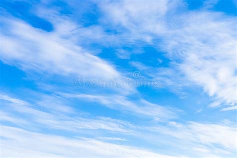 Blue Sky With White Clouds On A Sunny Day Natural Background Stock