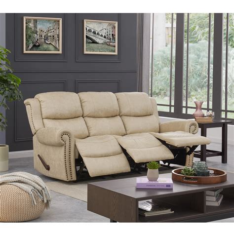 Prolounger Wall Hugger Rolled Arm Reclining Sofa In Distressed Latte