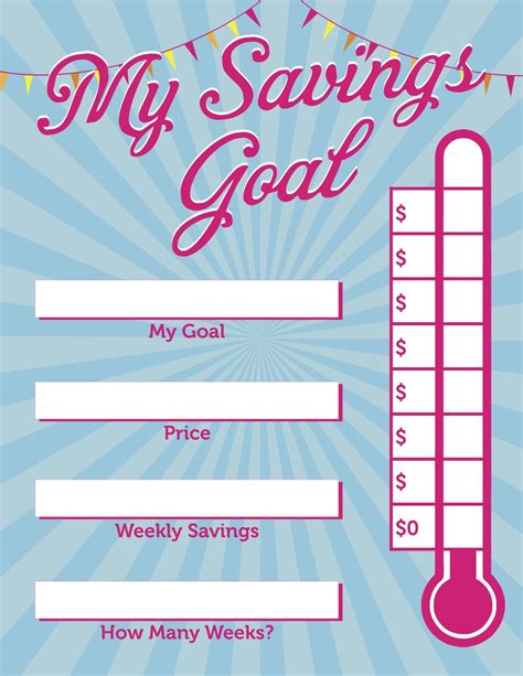 Free Printable Savings Goal Chart Printable Word Searches