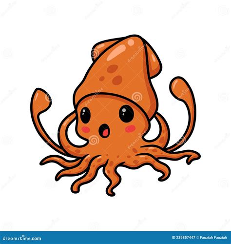 Cute Little Squid Cartoon Posing Stock Vector Illustration Of Graphic