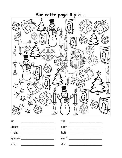 French Christmas Vocab Sheet Includes Practice With Numbers As Well