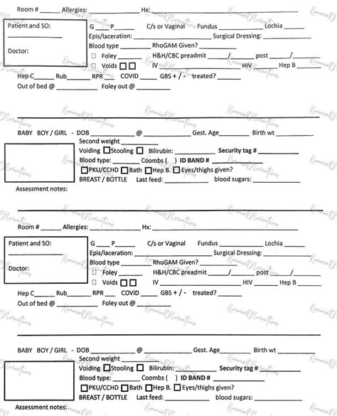 Mother Baby Rn Report Sheet Etsy