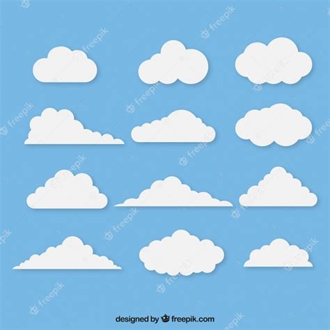 Premium Vector Assortment Of White Clouds In Flat Design
