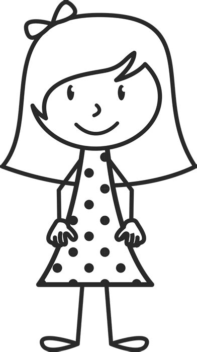 Girl With Bow And Polka Dot Dress Stamp Stick Figure Stamps Stamptopia