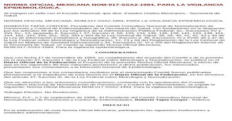 Norma Oficial Mexicana Nom 017 Ssa2 1994 Para La Vigilancia Pdf