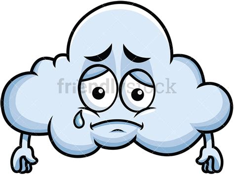 Teared Up Sad Cloud Emoji Cartoon Vector Clipart Friendlystock