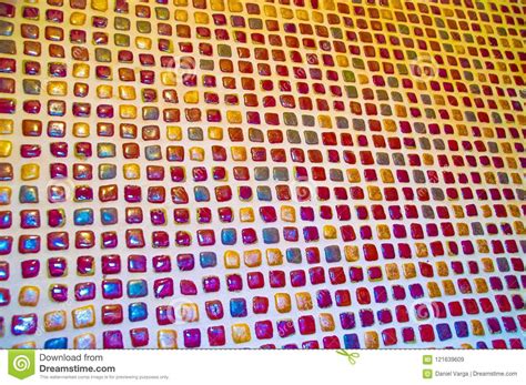 Colorful Small Mosaic Tiles On The Wall From Specific Angle Stock Image