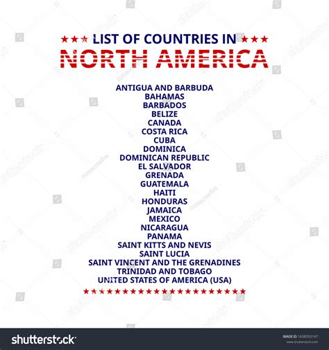 List Countries North America Vector Illustration Stock Vector Royalty